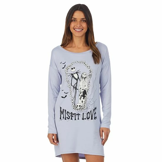 Licensed Character Women's The Nightmare Before Christmas Long Sleeve Sleepshirt Light Purple 5 Licensed Character Women's The Nightmare Before Christmas Long Sleeve Sleepshirt Light Purple - Image 3