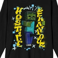 Licensed Character Men's Minecraft Hostile Behavior Long Sleeve Tee -Licensed Character Shop unnamed file 8054