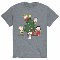 Licensed Character Men's Peanuts Oh Christmas Tree Tee Athletic Heather