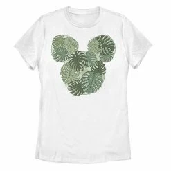 Licensed Character Disney's Mickey Mouse & Friends Juniors' Monstera Plant Fill Graphic Tee White