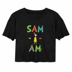 Juniors Womens Licensed Character Junior's Dr. Seuss Sam Cropped Tee