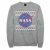 Licensed Character Men's NASA Logo Christmas Sweatshirt Athlc Hthr