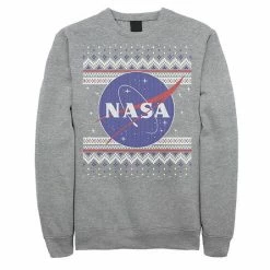 Licensed Character Men's NASA Logo Christmas Sweatshirt Athlc Hthr