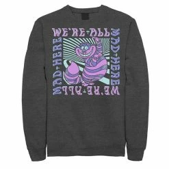 Licensed Character Men's Disney Alice In Wonderland Cheshire Cat We're All Mad Box Up Sweatshirt Charcoal Heather -Licensed Character Shop unnamed file 8277