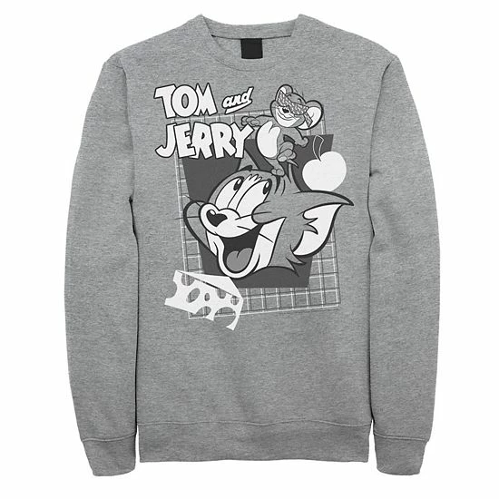 Licensed Character Mens Tom And Jerry Retro Collage Greyscale Portrait Sweatshirt 3 Licensed Character Mens Tom And Jerry Retro Collage Greyscale Portrait Sweatshirt