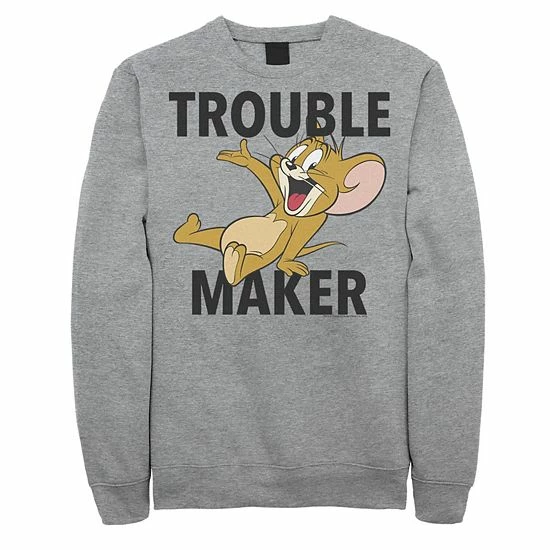 Licensed Character Mens Tom And Jerry Trouble Maker Portrait Sweatshirt 3 Licensed Character Mens Tom And Jerry Trouble Maker Portrait Sweatshirt