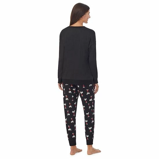 Licensed Character Women's Snoopy Long Sleeve Pajama Top & Banded Bottom Pajama Pants Set 4 Licensed Character Women's Snoopy Long Sleeve Pajama Top & Banded Bottom Pajama Pants Set - Image 2
