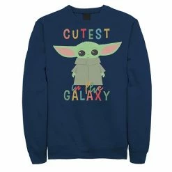 Licensed Character Mens The Mandalorian The Child Cartoon Cutest In The Galaxy Sweatshirt Navy