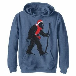 Licensed Character Boys 8-20 Bigfoot Walking Santa Hat Christmas Hoodie Athletic Heather