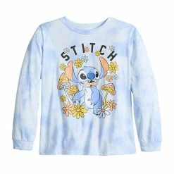 Licensed Character Girls 7-16 Stitch Tie Dye Oversized Graphic Long Sleeve Tee