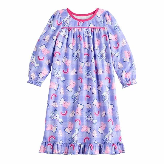 Licensed Character Toddler Girl Peppa Pig Allover Print Ruffle Hem Nightgown 3 Licensed Character Toddler Girl Peppa Pig Allover Print Ruffle Hem Nightgown