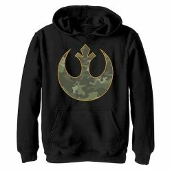 Licensed Character Boys 8-20 Star Wars Rebel Alliance Green Camo Orange Outline Crest Hoodie