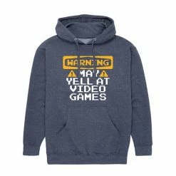 Licensed Character Men's "Warning May Yell At Video Games" Hoodie Black -Licensed Character Shop unnamed file 8513