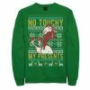 Licensed Character Men's Disney Emperor's New Groove No Touchy Christmas Sweatshirt Kelly