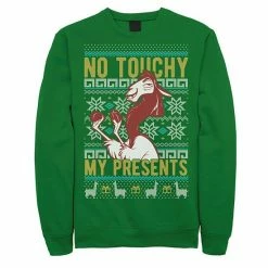 Licensed Character Men's Disney Emperor's New Groove No Touchy Christmas Sweatshirt Kelly