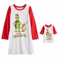 Licensed Character Girls 4-10 Jammies For Your Families® How The Grinch Stole Christmas Nightgown & Doll Gown Set