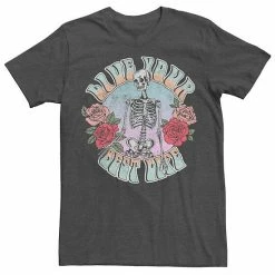 Licensed Character Men's Fifth Sun "Live Your Best Life" Skeleton Tee Charcoal Heather