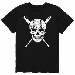 Licensed Character Men's Baseball Skull Tee Black