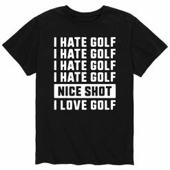 Licensed Character Men's I Hate Golf Nice Shot I Love Golf Tee Black