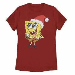 Licensed Character Juniors' SpongeBob SquarePants Santa Hat Dreaming Of Christmas Graphic Tee Atic Htr