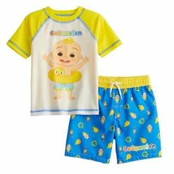 Licensed Character Toddler Boy Cocomelon Rashguard & Swim Trunks Set