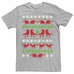 Licensed Character Men's Jurassic World Dino Ugly Holiday Sweater Tee Athletic Heather -Licensed Character Shop unnamed file 9020