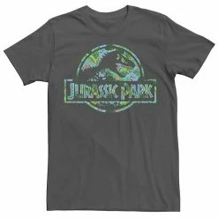 Licensed Character Men's Jurassic Park Tropical Tree Fill Fossil Logo Tee Navy