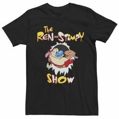 Licensed Character Men's Ren & Stimpy Show Tear Through Retro Logo Tee Light Blue -Licensed Character Shop unnamed file 9156