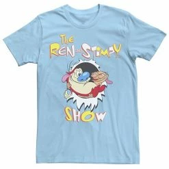Licensed Character Men's Ren & Stimpy Show Tear Through Retro Logo Tee Light Blue -Licensed Character Shop unnamed file 9157