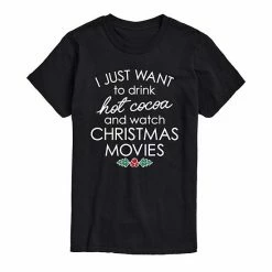 Licensed Character Men's Hot Cocoa And Christmas Movies Tee Blue