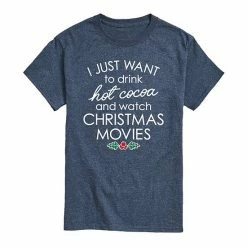 Licensed Character Men's Hot Cocoa And Christmas Movies Tee Blue -Licensed Character Shop unnamed file 9161