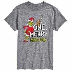 Licensed Character Men's Dr. Seuss Grinch One Merry Meanie Tee Gray