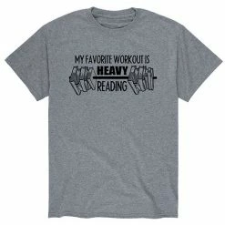 Licensed Character Men's My Favorite Workout Reading Tee Athletic Heather