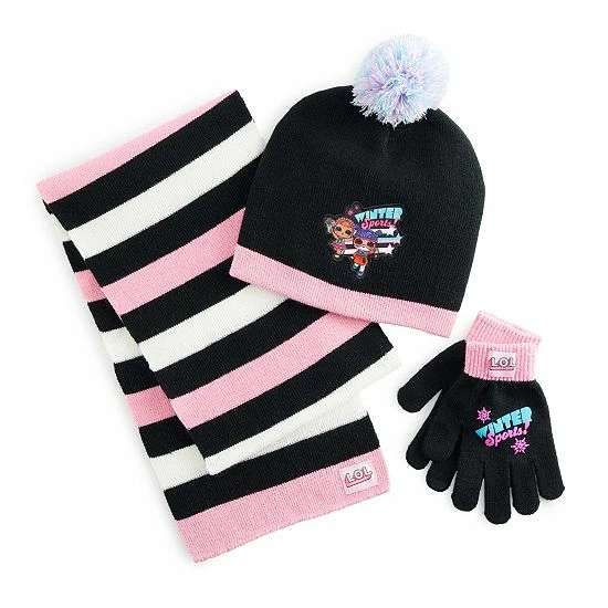 Licensed Character Girls L.O.L. Surprise! Hat, Scarf, & Mittens Set 3 Licensed Character Girls L.O.L. Surprise! Hat, Scarf, & Mittens Set