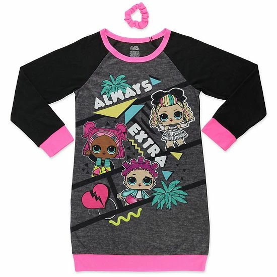 Licensed Character Girls 4-12 L.O.L Surprise! Nightgown & Scrunchie Set 3 Licensed Character Girls 4-12 L.O.L Surprise! Nightgown & Scrunchie Set
