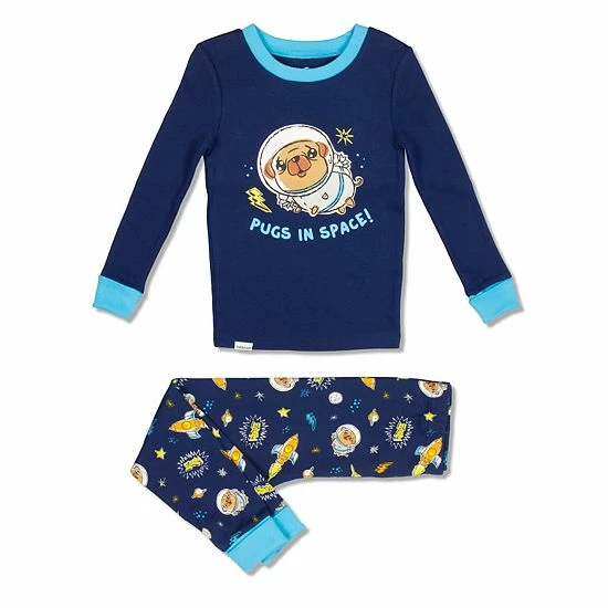Licensed Character Boys 4-10 Free 2 Dream Space Pug Top & Bottoms Pajama Set 4 Licensed Character Boys 4-10 Free 2 Dream Space Pug Top & Bottoms Pajama Set - Image 2