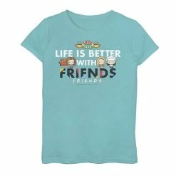 Licensed Character Girls 7-16 Friends Chibi Life Is Better With Friends Graphic Tee Tahi Blue