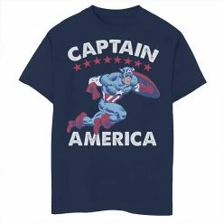Licensed Character Boys 8-20 Marvel Captain America Patriotic Retro Comic Tee Navy -Licensed Character Shop unnamed file 9621