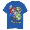 Licensed Character Boys 8-20 Super Mario Luigi Yoshi & Mario Portraits Graphic Tee Royal