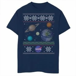 Licensed Character Boys 8-20 NASA Solar System Ugly Christmas Sweater Graphic Tee