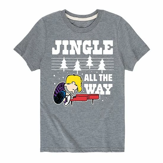 Licensed Character Boys 8-20 Peanuts Jingle All The Way Graphic Tee Gray 5 Licensed Character Boys 8-20 Peanuts Jingle All The Way Graphic Tee Gray - Image 3