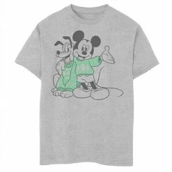 Licensed Character Men's Disney Mickey And Pluto Christmas Outline Tee