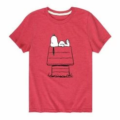 Licensed Character Boys 8-20 Peanuts Snoopy On Doghouse Graphic Tee
