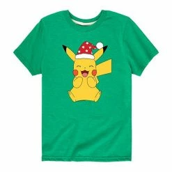 Licensed Character Boys 8-20 Nintendo Pokémon Christmas Pikachu Happy Tee Grey