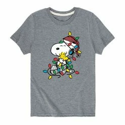 Licensed Character Boys 8-20 Peanuts Christmas Lights Graphic Tee