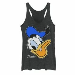 Licensed Character Juniors' Disney Donald Duck Smiling Face Portrait Tank Black Heather