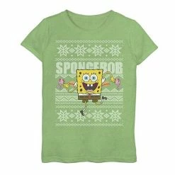Licensed Character Girls 6-16 Nickelodeon SpongeBob SquarePants Dancing Ugly Christmas Top Green Apple -Licensed Character Shop unnamed file 9954