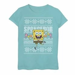 Licensed Character Girls 6-16 Nickelodeon SpongeBob SquarePants Dancing Ugly Christmas Top Green Apple -Licensed Character Shop unnamed file 9955