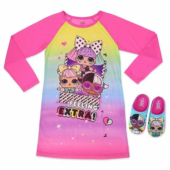 Licensed Character Girls 4-12 L.O.L Surprise! Feeling Extra Nightgown And Slipper Set 3 Licensed Character Girls 4-12 L.O.L Surprise! Feeling Extra Nightgown And Slipper Set