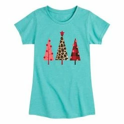 Licensed Character Girls 7-16 Leopard Print Christmas Trees Graphic Tee